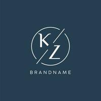 inicial carta kz logotipo monograma com círculo linha estilo vetor