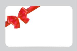 modelo de cartão de presente em branco com laço e fita vermelhos. ilustração vetorial para o seu negócio vetor