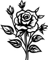 rosas - Preto e branco isolado ícone - vetor ilustração