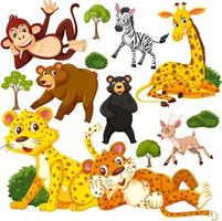 padrão sem emenda com personagens de desenhos animados de animais selvagens vetor