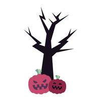 árvore de halloween com desenho vetorial de abóboras vetor