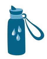 garrafa de água reutilizável. beba mais água. conceito de desperdício zero e sem plástico. garrafa de água para esportes e recreação. ilustração do vetor dos desenhos animados.