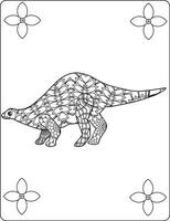 dinossauro mandala coloração Páginas para adulto vetor