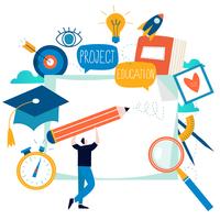 Educação, cursos de formação online, educação a distância ilustração vetorial plana