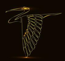 garça ou guindaste pássaro logotipo idéia para negócios, dourado pássaro ícone, Egito estilo logótipo conceito vetor ilustração