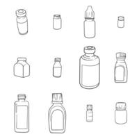 conjunto do droga garrafas dentro mão desenhado Projeto para saúde Cuidado modelo vetor
