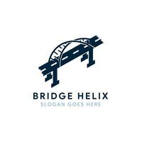 estrada ponte dna hélice logotipo Projeto modelo com azul cor. isolado em branco fundo vetor