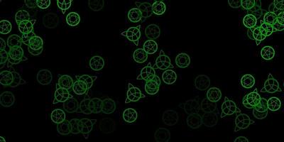 padrão de vetor verde escuro com elementos mágicos