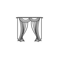 design de logotipo de cortina para casa e exposição, ilustração vetorial de decoração de construção vetor