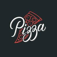 pizza mão escrito letras logotipo, rótulo, distintivo, emblema, placa para velozes Comida restaurante, pizzaria, cafeteria. vintage retro estilo. moderno caligrafia, tipografia. vetor ilustração.