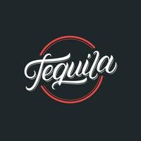tequila mão escrito letras logotipo, rótulo, distintivo, sigm, emblema para mexicano restaurante, cafeteria, bar. moderno caligrafia. vintage retro estilo. vetor ilustração.