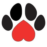 logotipo do a animal pata com uma coração vetor