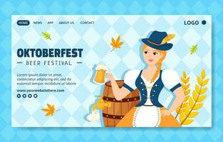 oktoberfest Cerveja festival social meios de comunicação aterrissagem página desenho animado mão desenhado modelos fundo ilustração vetor