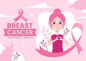 seio Câncer consciência mês vetor ilustração do diverso mulheres com Rosa Apoio, suporte fita para cuidados de saúde campanha solidariedade fundo modelos