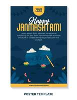 feliz janmashtami hindu festival celebração para poster Projeto vetor