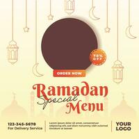 social meios de comunicação postar Projeto modelo para Ramadã. editável para restaurante Comida cardápio promoção. vetor