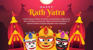 feliz rath yatra feriado celebração para bandeira Projeto vetor