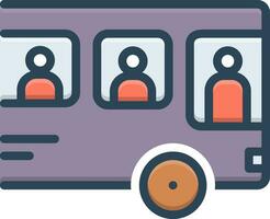 cor ícone para aluna sentado dentro a ônibus vetor
