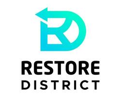 rd carta monograma restaurar refrescar logotipo Projeto. vetor