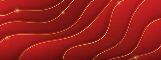 3d vermelho gradiente chinês Novo ano Projeto abstrato fundo com ouro amarelo linha detalhes. para poster, bandeira, local na rede Internet, folheto, apresentação, papeis de parede, projetos. vetor ilustração. eps 10