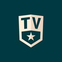 inicial televisão logotipo Estrela escudo símbolo com simples Projeto vetor