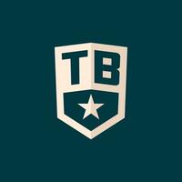 inicial tb logotipo Estrela escudo símbolo com simples Projeto vetor