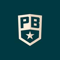 inicial pb logotipo Estrela escudo símbolo com simples Projeto vetor