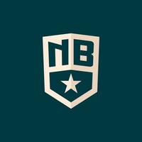 inicial nb logotipo Estrela escudo símbolo com simples Projeto vetor