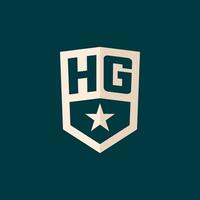 inicial hg logotipo Estrela escudo símbolo com simples Projeto vetor