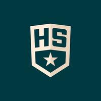 inicial hs logotipo Estrela escudo símbolo com simples Projeto vetor