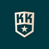 inicial kk logotipo Estrela escudo símbolo com simples Projeto vetor