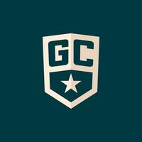 inicial gc logotipo Estrela escudo símbolo com simples Projeto vetor