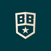 inicial bb logotipo Estrela escudo símbolo com simples Projeto vetor