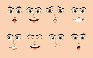 personagem desenhos com diferente facial expressões vetor