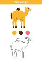 cor fofa desenho animado camelo. planilha para crianças. vetor