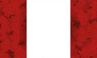 bandeira canadense com folhas de plátano com desenho vetorial do feliz dia do Canadá vetor