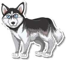 desenho de adesivo com cão husky siberiano isolado vetor