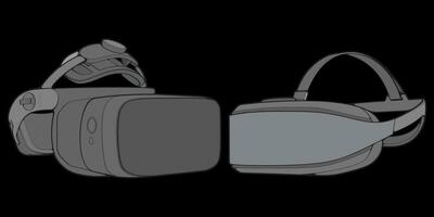 conjunto fora virtual realidade fone de ouvido coloração desenhando vetor, virtual realidade fone de ouvido desenhado dentro uma esboço estilo. coloração virtual realidade fone de ouvido formadores modelo contorno, vetor ilustração.