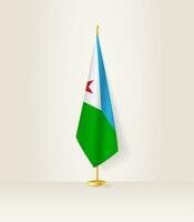 djibouti bandeira em uma bandeira ficar em pé. vetor