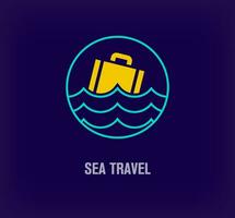 criativo feriado mala de viagem e mar volta logotipo. único cor transições. criativo férias, viagem e Tour logotipo modelo. vetor