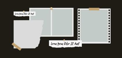 fotos ou colagem de molduras de fotos. layout de grade de página de quadrinhos molduras abstratas e modelo de parede de fotos digitais vetor