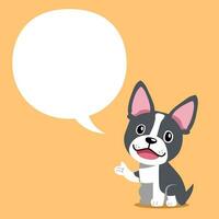desenho animado uma boston terrier cachorro com discurso bolha vetor