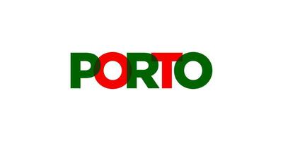 porto dentro a Portugal emblema. a Projeto características uma geométrico estilo, vetor ilustração com negrito tipografia dentro uma moderno Fonte. a gráfico slogan rotulação.