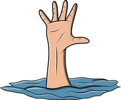 humano mão afogamento dentro água desenhando vetor