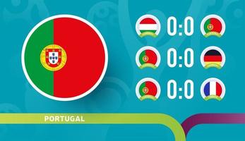 a selecção nacional de portugal agenda jogos da fase final do campeonato de futebol de 2020. ilustração vetorial de partidas de futebol de 2020 vetor