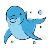 ilustração vetorial de cor lisa de um golfinho azul vetor