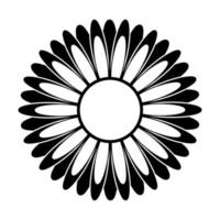 silhueta em preto e branco de uma flor em um estilo abstrato vetor