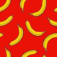 padrão sem emenda com elementos de frutas de mão desenhada, banana. papel de parede vegetariano. para design de embalagens, têxteis, plano de fundo, cartões postais de design e cartazes. vetor