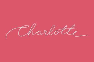 fêmea nome charlotte. meninas nome escrito a mão letras caligrafia datilografado. vetor arte