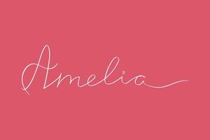 fêmea nome amelia. meninas nome escrito a mão letras caligrafia datilografado. vetor arte